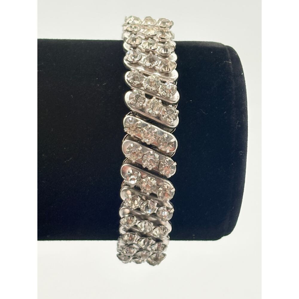 Mid-Century Rhinestone Stretch Bracelet Mid-Century Glamor View 2
